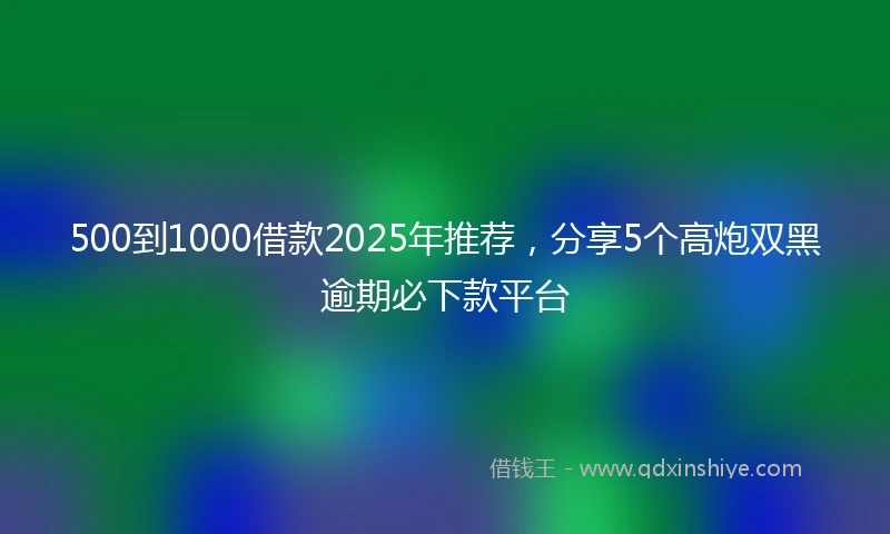 500到1000借款2025年推荐，分享5个高炮双黑逾期必下款平台