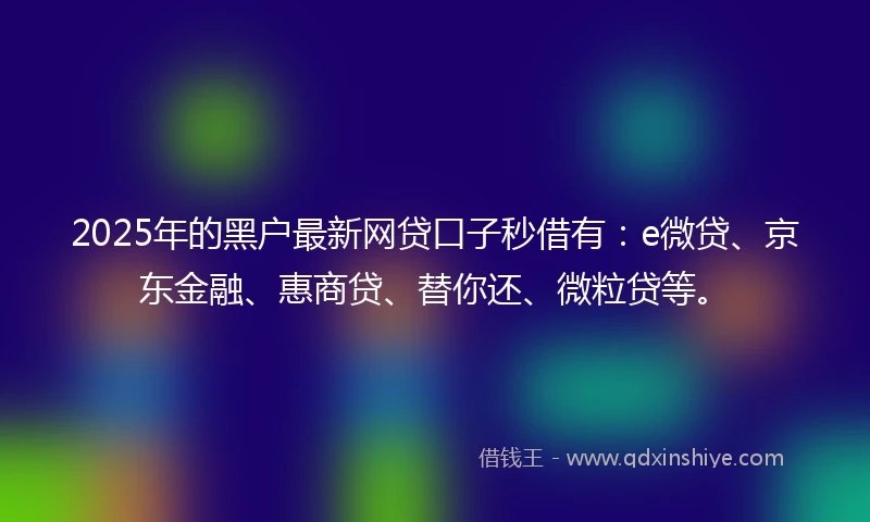 2025年的黑户最新网贷口子秒借有：e微贷、京东金融、惠商贷、替你还、微粒贷等。