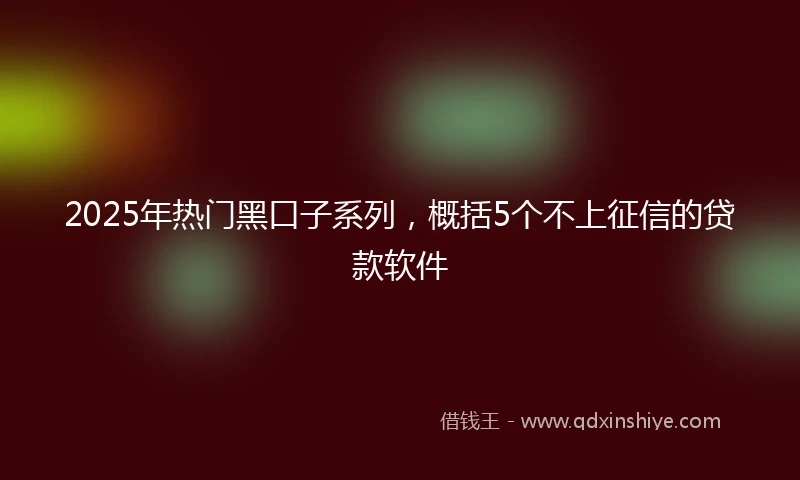 2025年热门黑口子系列，概括5个不上征信的贷款软件