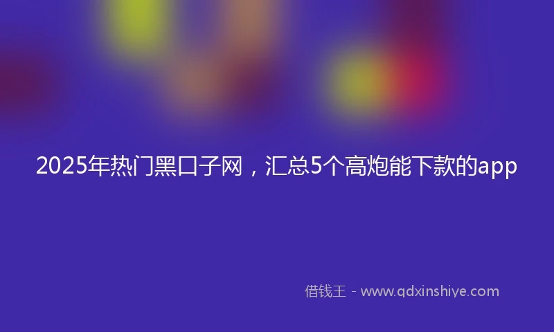 2025年热门黑口子网，汇总5个高炮能下款的app