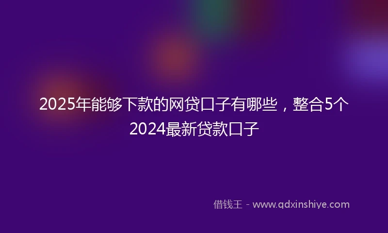 2025年能够下款的网贷口子有哪些，整合5个2024最新贷款口子