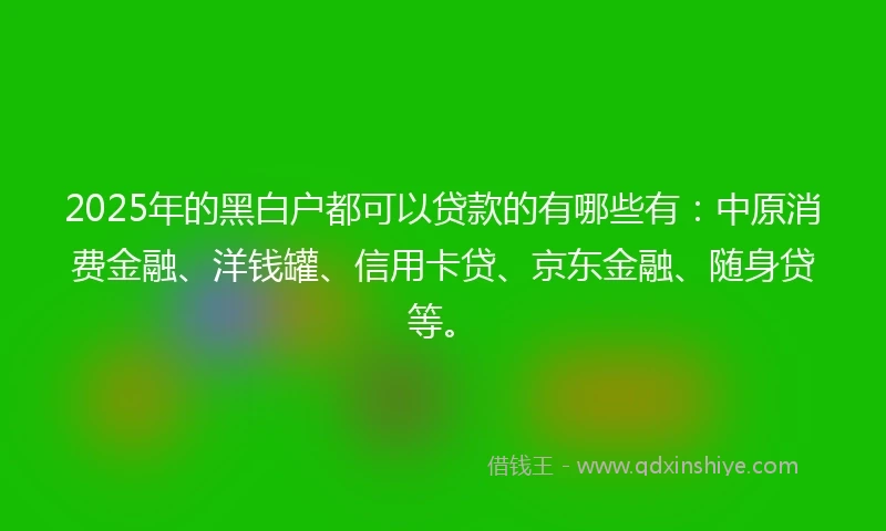 2025年的黑白户都可以贷款的有哪些有：中原消费金融、洋钱罐、信用卡贷、京东金融、随身贷等。