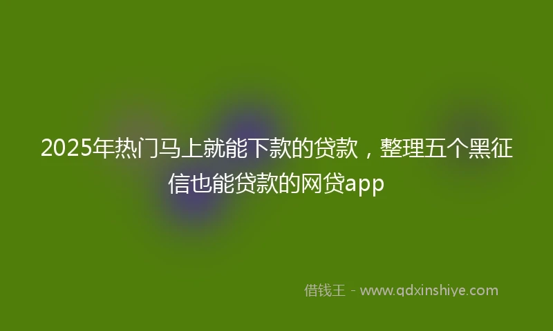 2025年热门马上就能下款的贷款，整理五个黑征信也能贷款的网贷app
