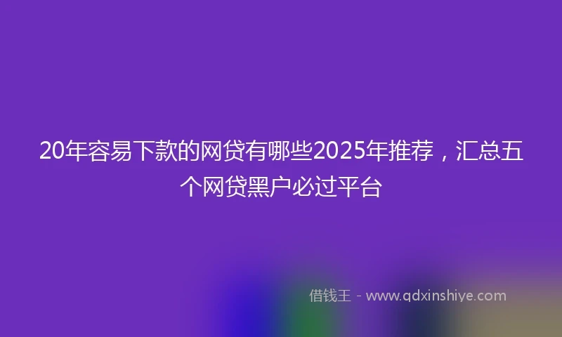 20年容易下款的网贷有哪些2025年推荐，汇总五个网贷黑户必过平台