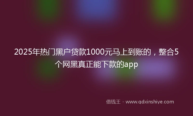 2025年热门黑户贷款1000元马上到账的，整合5个网黑真正能下款的app