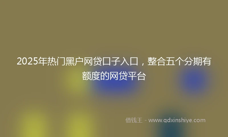2025年热门黑户网贷口子入口，整合五个分期有额度的网贷平台