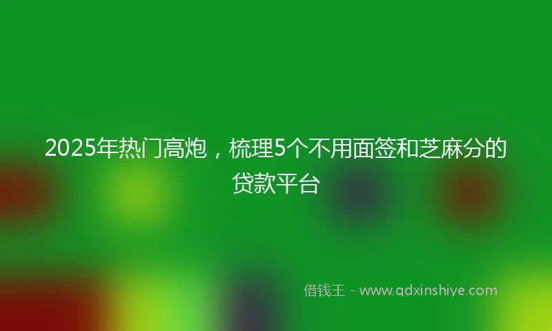2025年热门高炮，梳理5个不用面签和芝麻分的贷款平台