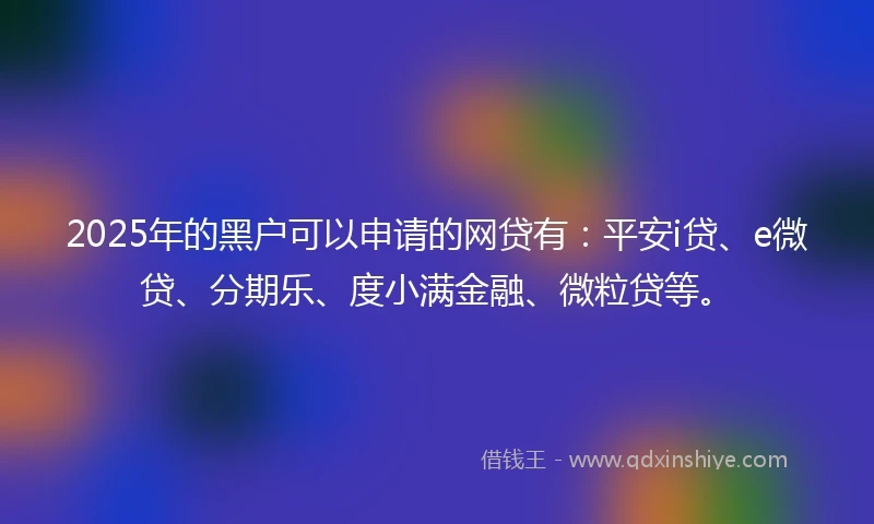 2025年的黑户可以申请的网贷有：平安i贷、e微贷、分期乐、度小满金融、微粒贷等。