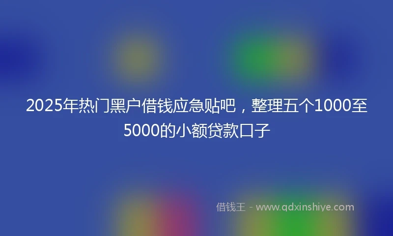2025年热门黑户借钱应急贴吧，整理五个1000至5000的小额贷款口子