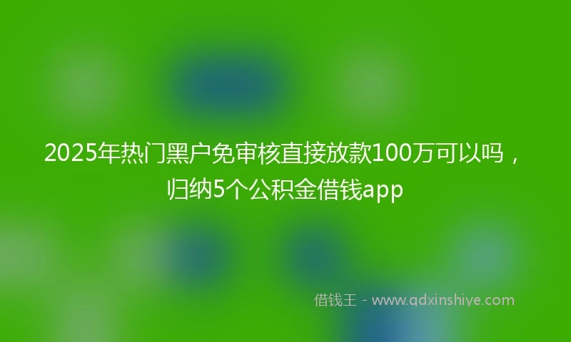 2025年热门黑户免审核直接放款100万可以吗，归纳5个公积金借钱app
