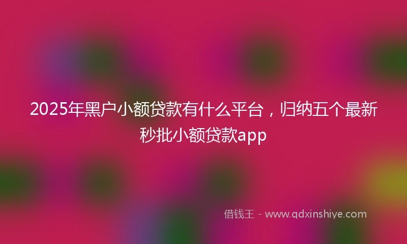 2025年黑户小额贷款有什么平台，归纳五个最新秒批小额贷款app