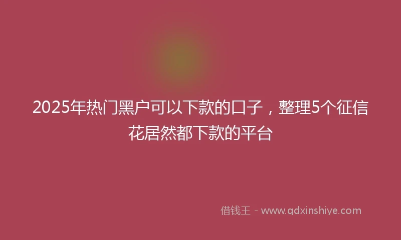 2025年热门黑户可以下款的口子，整理5个征信花居然都下款的平台