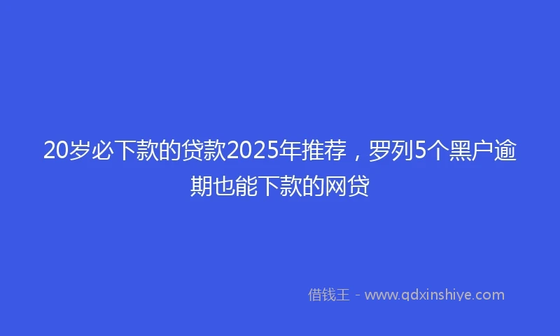 20岁必下款的贷款2025年推荐，罗列5个黑户逾期也能下款的网贷