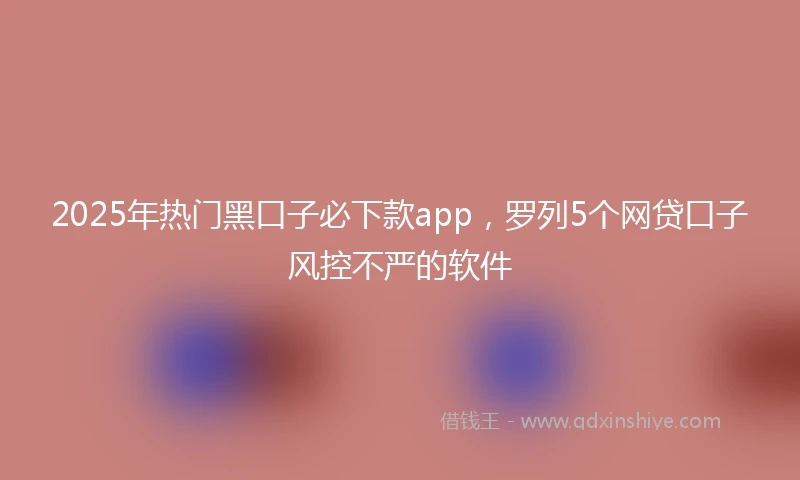 2025年热门黑口子必下款app，罗列5个网贷口子风控不严的软件
