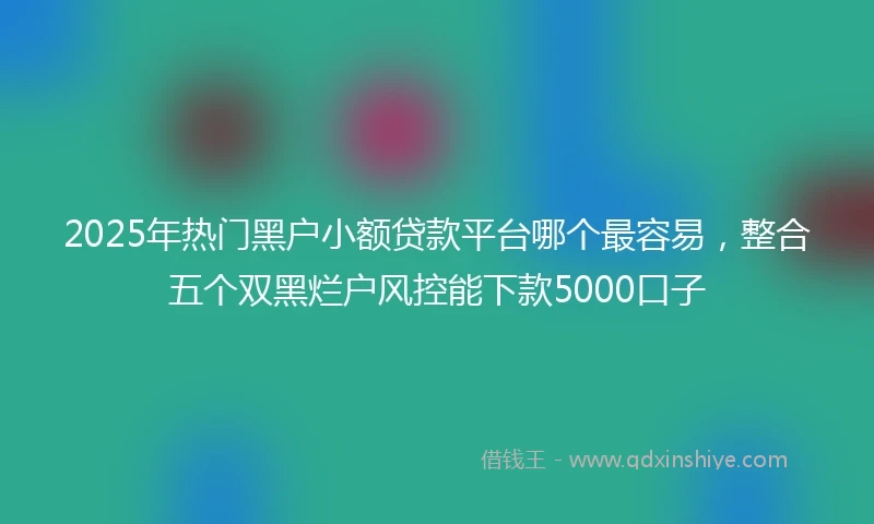 2025年热门黑户小额贷款平台哪个最容易，整合五个双黑烂户风控能下款5000口子