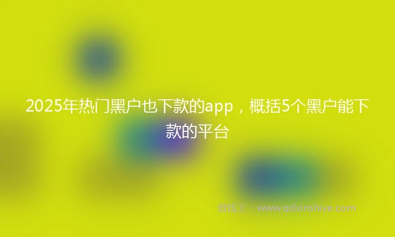 2025年热门黑户也下款的app，概括5个黑户能下款的平台