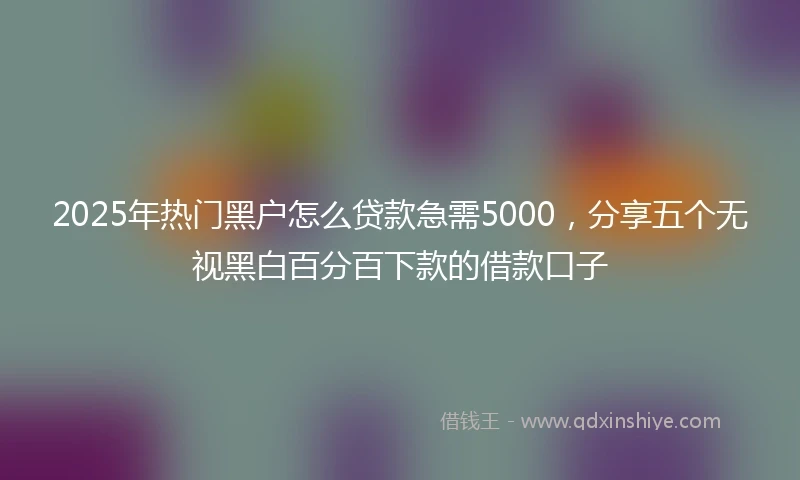 2025年热门黑户怎么贷款急需5000，分享五个无视黑白百分百下款的借款口子