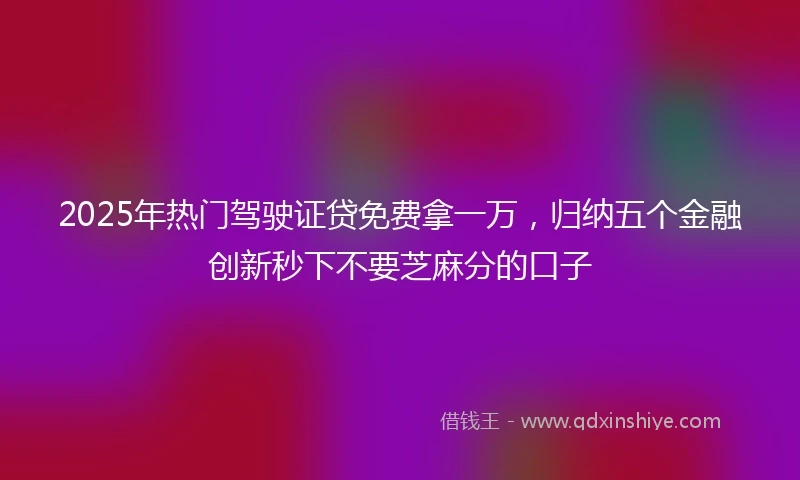 2025年热门驾驶证贷免费拿一万，归纳五个金融创新秒下不要芝麻分的口子