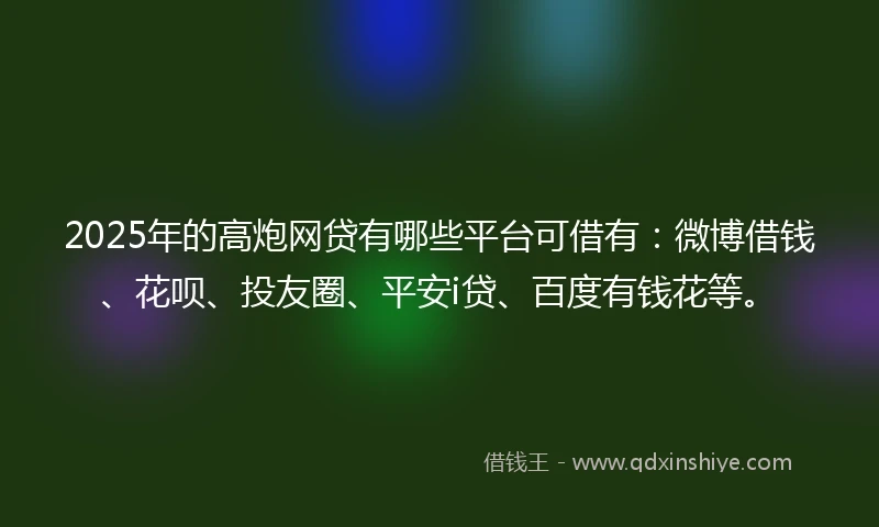 2025年的高炮网贷有哪些平台可借有：微博借钱、花呗、投友圈、平安i贷、百度有钱花等。