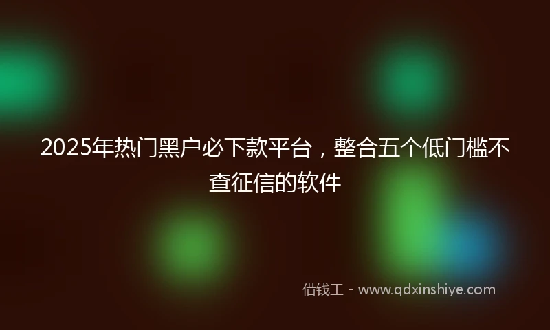 2025年热门黑户必下款平台，整合五个低门槛不查征信的软件