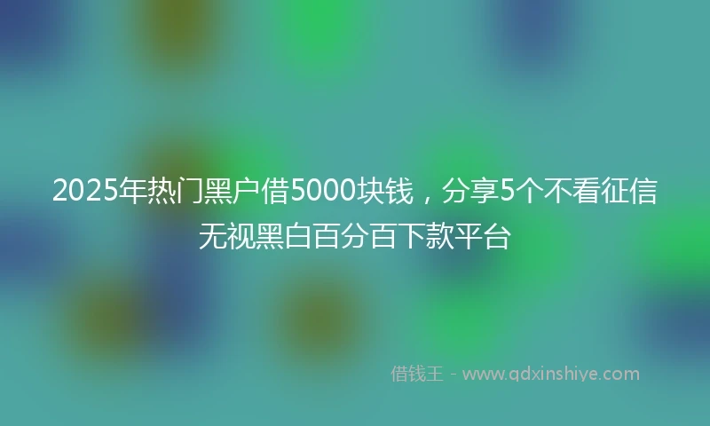 2025年热门黑户借5000块钱，分享5个不看征信无视黑白百分百下款平台