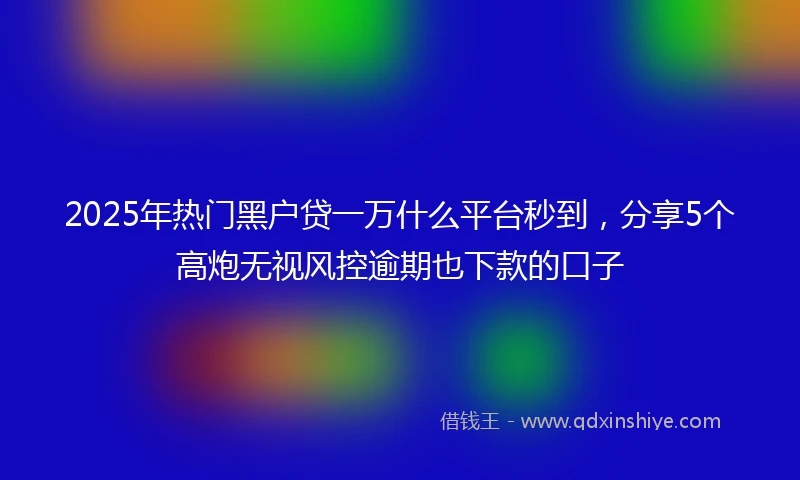 2025年热门黑户贷一万什么平台秒到，分享5个高炮无视风控逾期也下款的口子