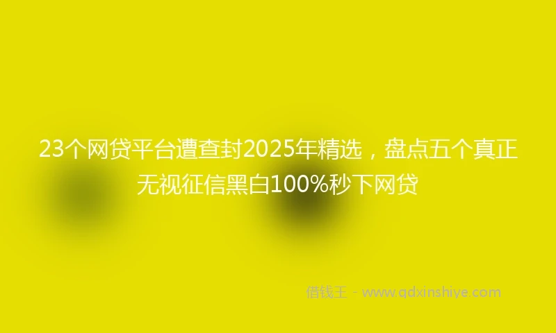23个网贷平台遭查封2025年精选，盘点五个真正无视征信黑白100%秒下网贷