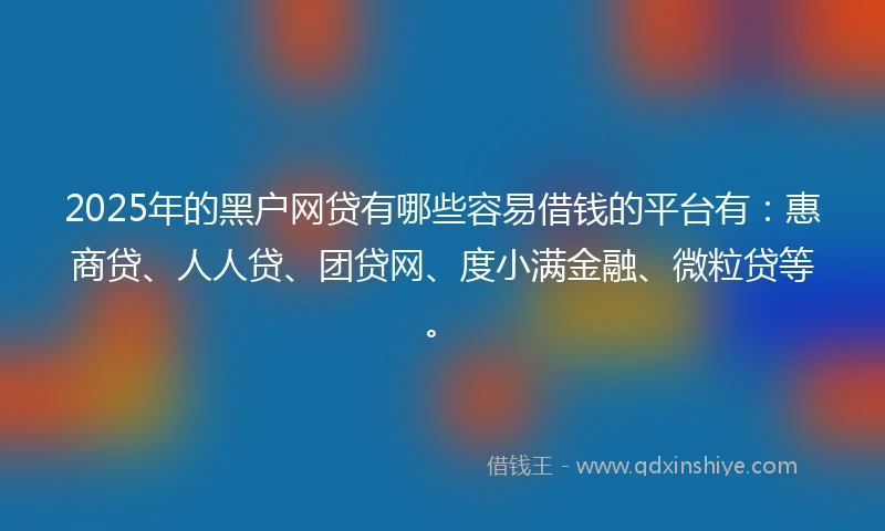2025年的黑户网贷有哪些容易借钱的平台有：惠商贷、人人贷、团贷网、度小满金融、微粒贷等。