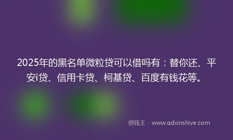 2025年的黑名单微粒贷可以借吗有：替你还、平安i贷、信用卡贷、柯基贷、百度有钱花等。