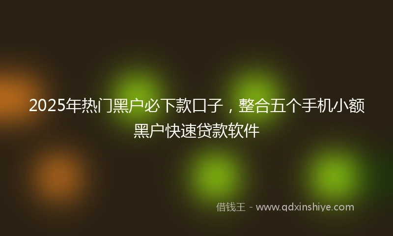 2025年热门黑户必下款口子，整合五个手机小额黑户快速贷款软件