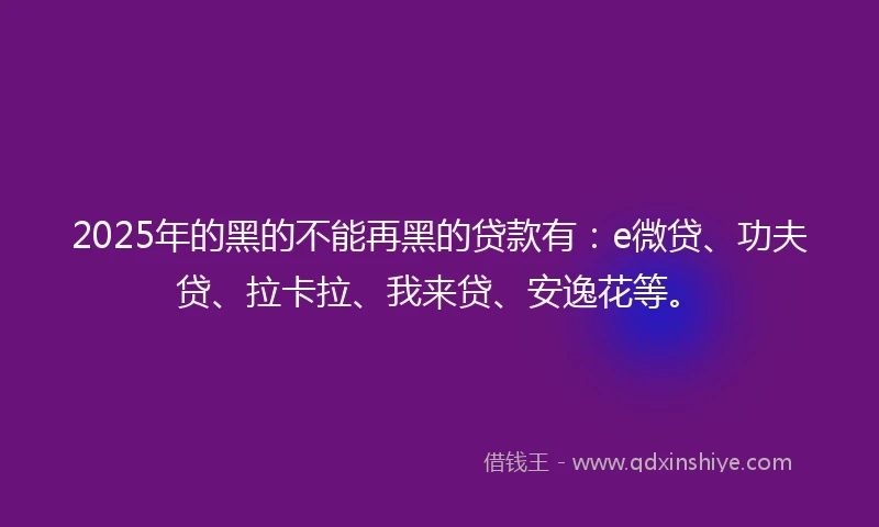 2025年的黑的不能再黑的贷款有：e微贷、功夫贷、拉卡拉、我来贷、安逸花等。