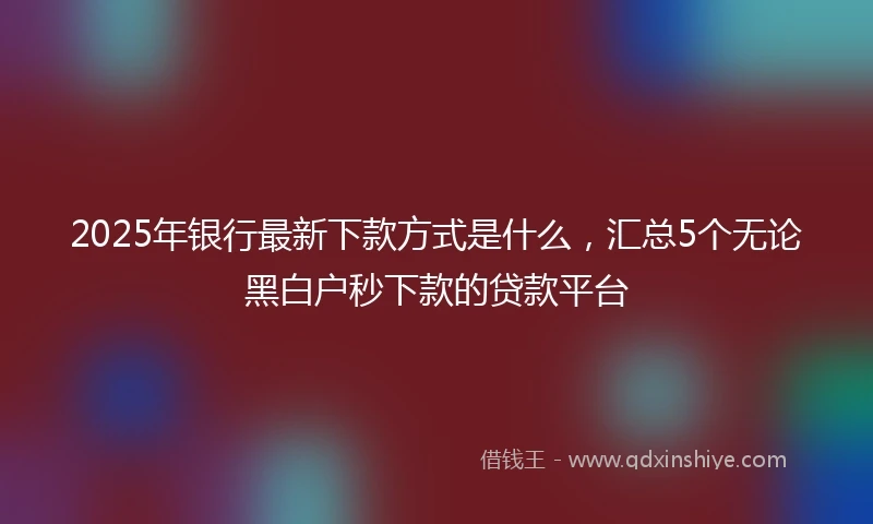 2025年银行最新下款方式是什么，汇总5个无论黑白户秒下款的贷款平台