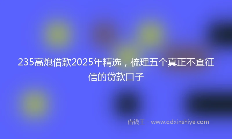 235高炮借款2025年精选，梳理五个真正不查征信的贷款口子