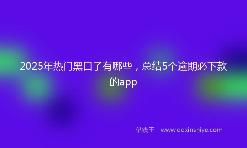 2025年热门黑口子有哪些，总结5个逾期必下款的app