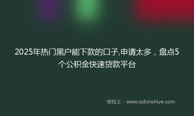 2025年热门黑户能下款的口子,申请太多，盘点5个公积金快速贷款平台