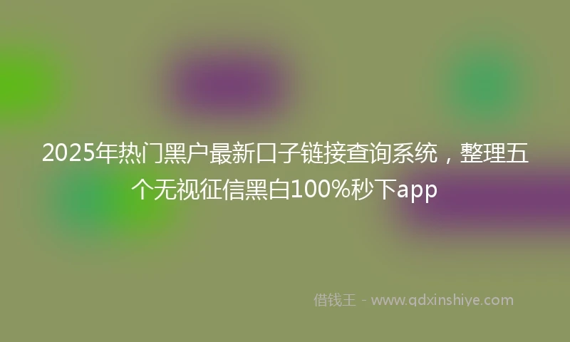 2025年热门黑户最新口子链接查询系统，整理五个无视征信黑白100%秒下app