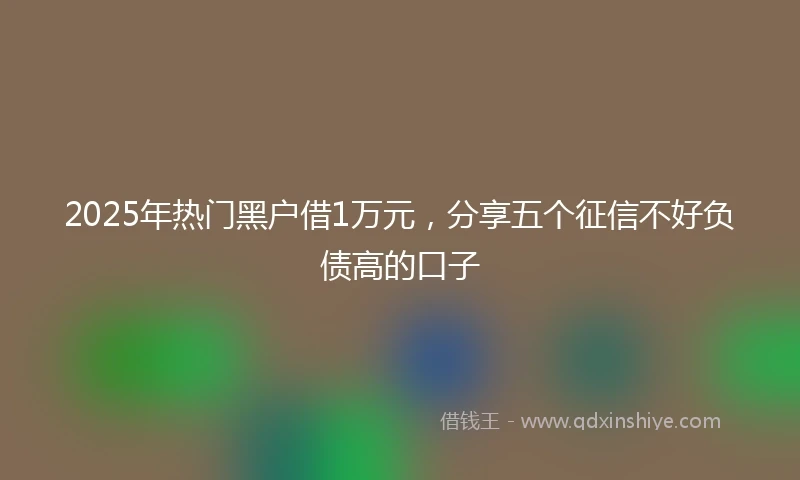 2025年热门黑户借1万元，分享五个征信不好负债高的口子