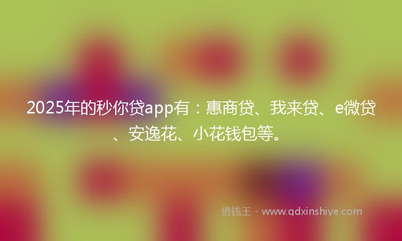 2025年的秒你贷app有：惠商贷、我来贷、e微贷、安逸花、小花钱包等。