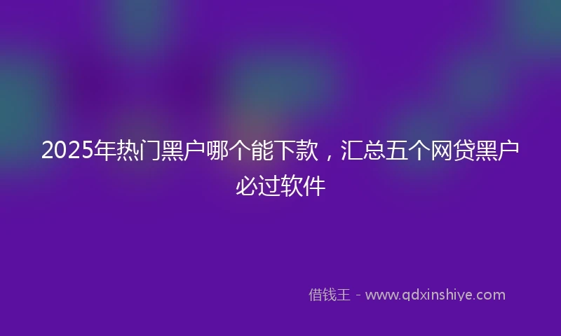 2025年热门黑户哪个能下款，汇总五个网贷黑户必过软件