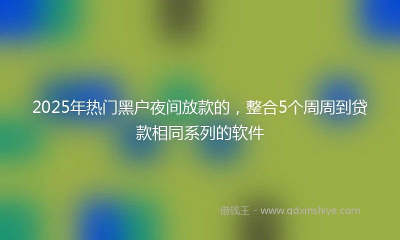2025年热门黑户夜间放款的，整合5个周周到贷款相同系列的软件