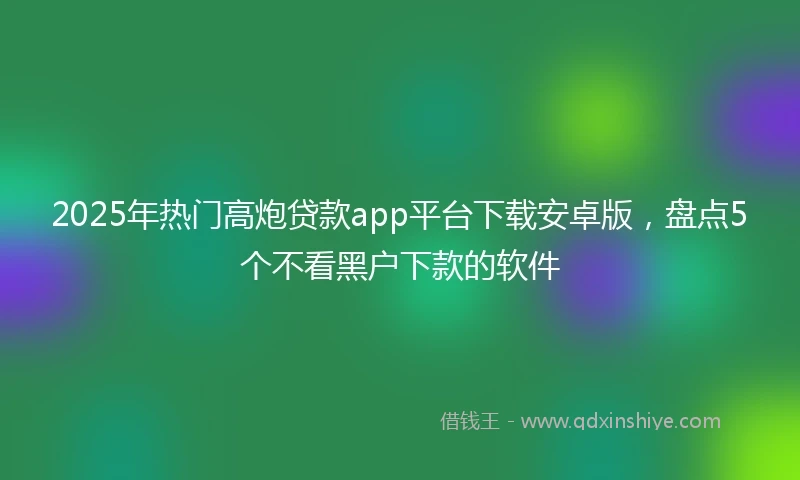 2025年热门高炮贷款app平台下载安卓版，盘点5个不看黑户下款的软件