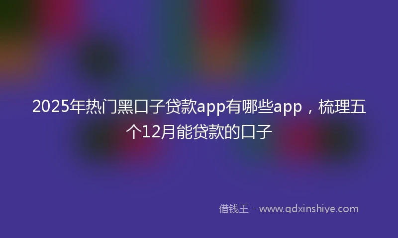 2025年热门黑口子贷款app有哪些app，梳理五个12月能贷款的口子