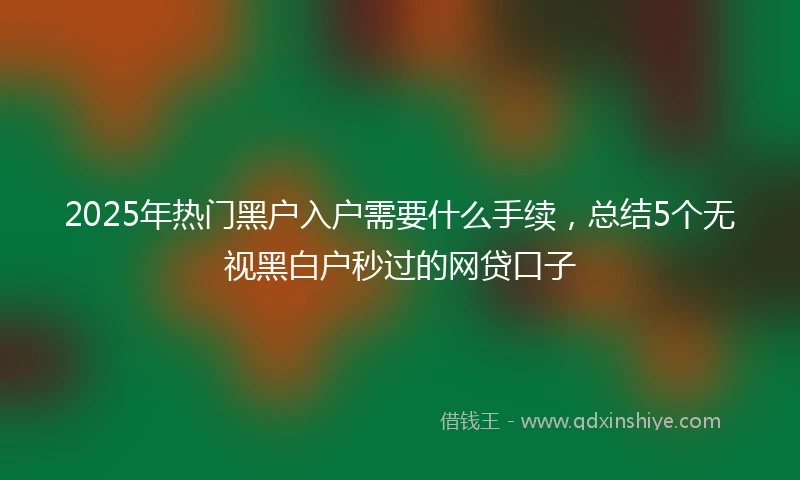 2025年热门黑户入户需要什么手续，总结5个无视黑白户秒过的网贷口子
