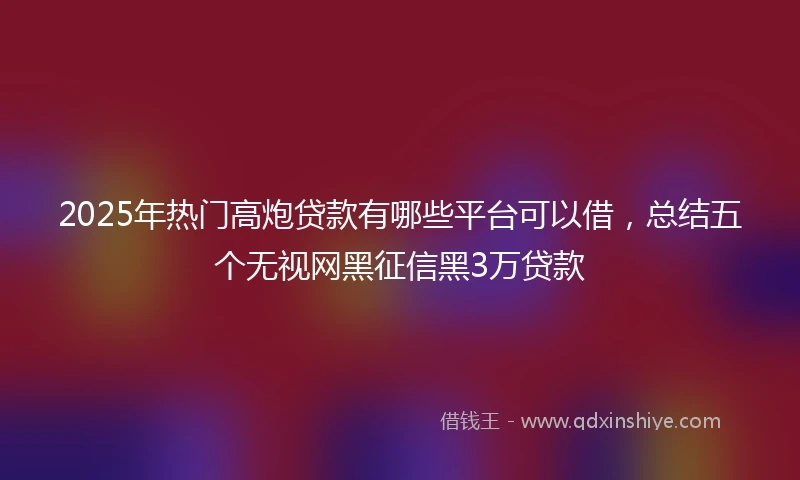 2025年热门高炮贷款有哪些平台可以借，总结五个无视网黑征信黑3万贷款