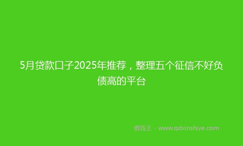 5月贷款口子2025年推荐，整理五个征信不好负债高的平台