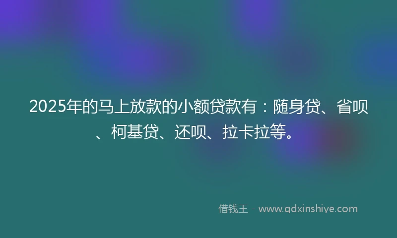 2025年的马上放款的小额贷款有：随身贷、省呗、柯基贷、还呗、拉卡拉等。