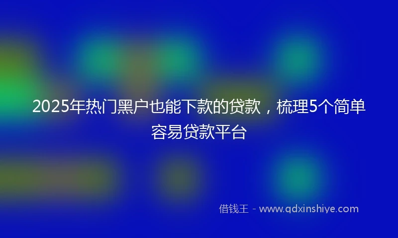 2025年热门黑户也能下款的贷款，梳理5个简单容易贷款平台