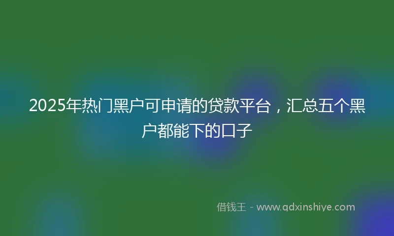 2025年热门黑户可申请的贷款平台，汇总五个黑户都能下的口子