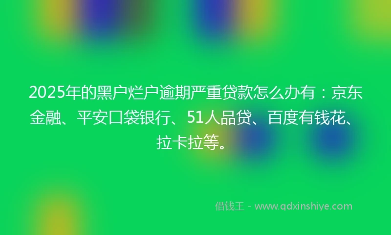 2025年的黑户烂户逾期严重贷款怎么办有：京东金融、平安口袋银行、51人品贷、百度有钱花、拉卡拉等。