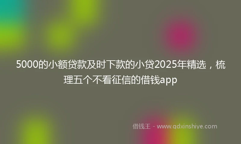 5000的小额贷款及时下款的小贷2025年精选，梳理五个不看征信的借钱app